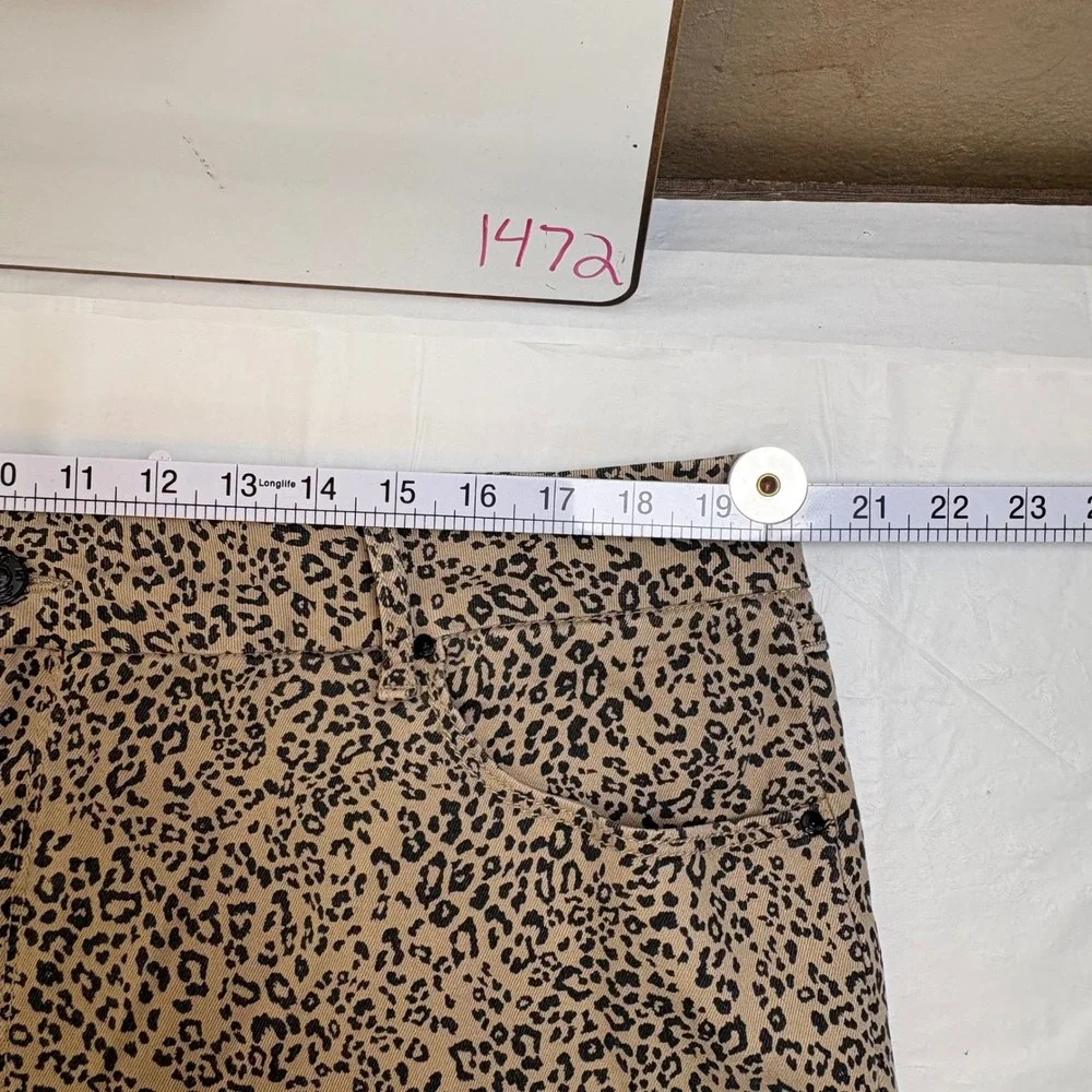 Seven7 Womens Tummyless High Rise Skinny Jeans Leopard Print Tan Black 20W‎ NEW
